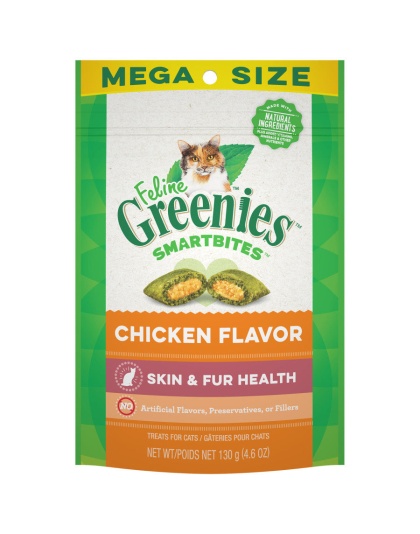 Greenies Feline SmartBites Skin & Fur Crunchy & Soft Adult Cat Treats Chicken 1ea/4.6 oz