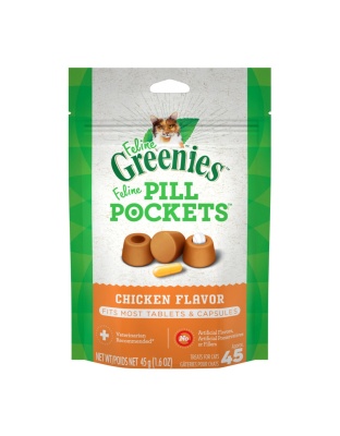 Greenies Feline Pill Pockets Cat Treats Chicken 1ea/1.6 oz, 45 ct