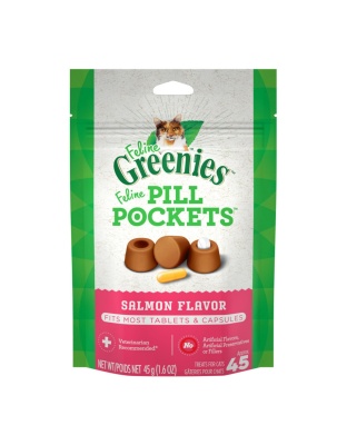 Greenies Feline Pill Pockets Cat Treats Salmon 1ea/1.6 oz, 45 ct