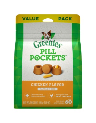 Greenies Pill Pockets for Capsules Chicken 1ea/60 ct, 15.8 oz