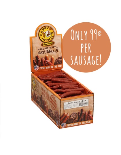 Happy Howie Dog Lamb Sausage 4 Inch 80 Pack