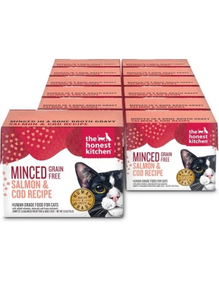 The Honest Kitchen Cat Grain Free Minced Salmon & Cod In Fish Broth Gravy 2.8oz. (Case of 12)