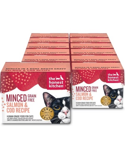 The Honest Kitchen Cat Grain Free Minced Salmon & Cod In Fish Broth Gravy 2.8oz. (Case of 12)