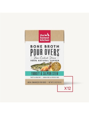 The Honest Kitchen Dog Pour Bone Broth Turkey Salmon 5.5oz. (Case of 12)