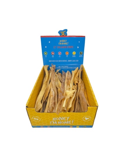 Honey I'm Home Dog Buffalo Collagen Strips 12 Inch (Case of 30)