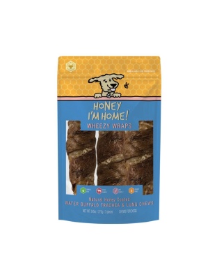 Honey I'm Home Dog Buffalo Trachea Wrapped In Lung 10 Inch 3 Pack