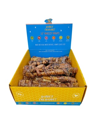 Honey I'm Home Dog Buffalo Trachea Wrapped In Lung 10 Inch (Case of 10)