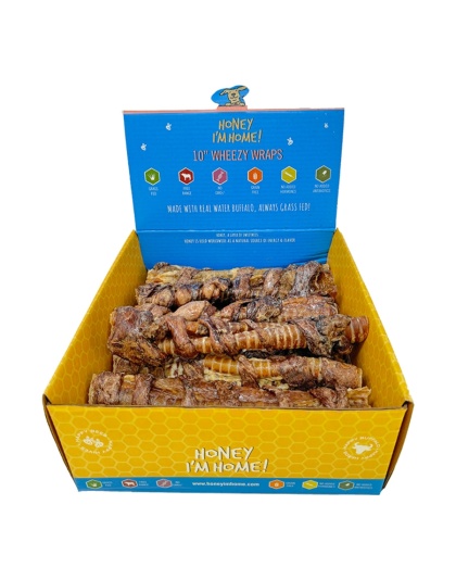 Honey I'm Home Dog Buffalo Trachea Wrapped In Lung 10 Inch (Case of 10)