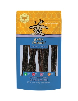 Honey Im Home Dog Natural Honey Coated Buffalo Treats Gullet Sticks 3.53oz.