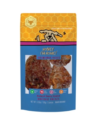 Honey Im Home Dog Natural Honey Coated Buffalo Treats Tremenda Discs 3 Count