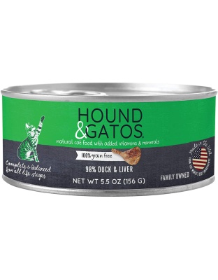 Hound and Gatos Cat Grain Free Duck and Liver 5.5oz. (Case of 24)
