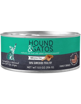 Hound and Gatos Cat Grain Free Gamebird Poultry 5.5 oz. (Case of 24)