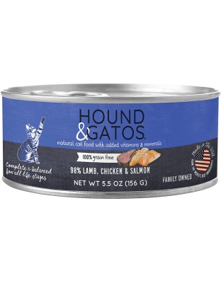 Hound and Gatos Cat Grain Free Lamb; Chicken and Salmon 5.5oz (Case of 24)