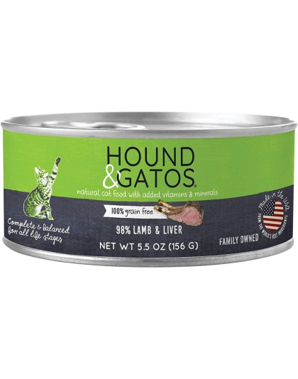 Hound and Gatos Cat Grain Free Lamb and Liver 5.5oz. (Case of 24)