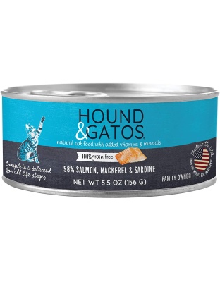 Hound and Gatos Cat Grain Free Salmon; Mackerel and Sardine 5.5oz. (Case of 24)