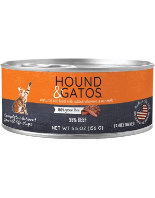 Hound and Gatos Cat Grain Free Beef 5.5oz. (Case of 24)