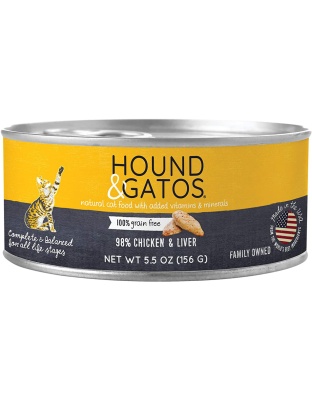 Hound and Gatos Cat Grain Free Chicken and Liver 5.5oz.(Case of 24)