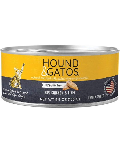 Hound and Gatos Cat Grain Free Chicken and Liver 5.5oz.(Case of 24)