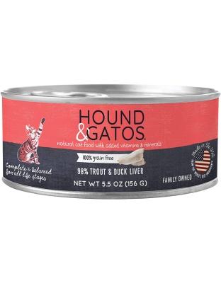 Hound and Gatos Cat Grain Free Trout and Duck Liver 5.5oz. (Case of 24)