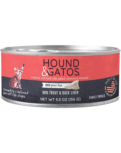 Hound and Gatos Cat Grain Free Trout and Duck Liver 5.5oz. (Case of 24)