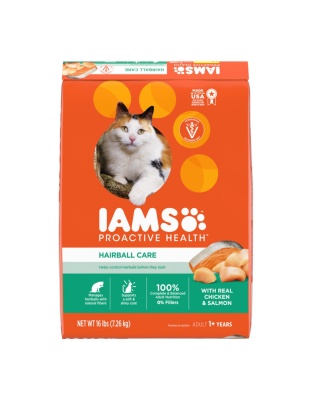 IAMS Proactive Health Hairball Care Adult Dry Cat Food Chicken & Salmon 1ea/16 lb