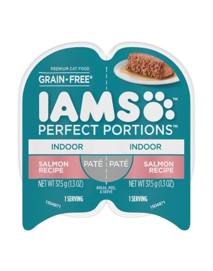 Iams Perfect Portions Indoor Pate Wet Cat Food Salmon 24Ea/2.6 Oz, 24 Pk