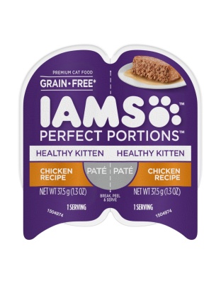 IAMS Perfect Portions Grain Free Healthy PatÃ© Kitten Wet Cat Food Chicken 24ea/2.6 oz, 24 pk