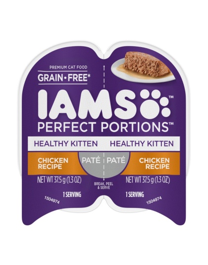 IAMS Perfect Portions Grain Free Healthy PatÃ© Kitten Wet Cat Food Chicken 24ea/2.6 oz, 24 pk