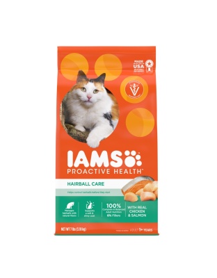 IAMS Proactive Health Hairball Care Adult Dry Cat Food Chicken & Salmon 1ea/7 lb