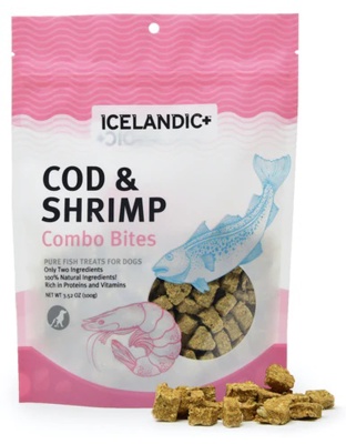 Icelandic  Cod And Shrimp Combo Bites Fish Dog Treat 3.52-oz. Bag