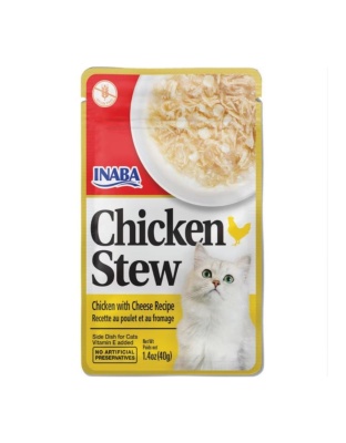 Inaba Chicken Stew Side Dish For Cats Chicken/Cheese 1.76oz. (Case of 8)