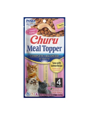 Inaba Churu Complete & Balanced Topper For Cats Tuna/Salmon 2oz.-4 Pk (Case of 6)