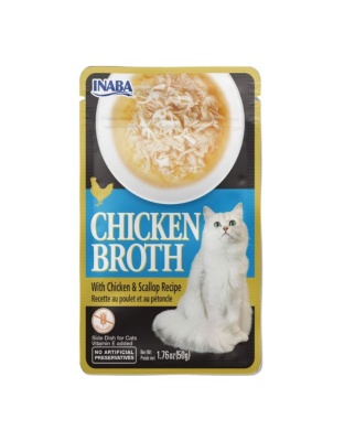 Inaba Chicken Broth Side Dish For Cats Chicken/Scallop 1.76oz. (Case of 8)