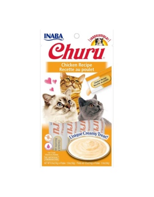 Inaba Churu Puree Cat Treats Chicken .5oz.-4 Pk (Case of 6)