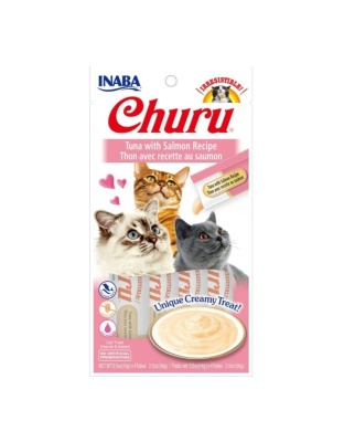 Inaba Churu Puree Cat Treats Tuna/Salmon .5oz.-4 Pk (Case of 6)