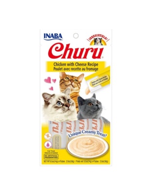 Inaba Churu Puree Cat Treats Chicken/Cheese .5oz.-4 Pk (Case of 6)