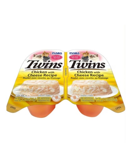 Inaba Twins Side Dish For Cats Chicken/Cheese 1.23oz.-2 Pk (Case of 6)