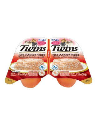 Inaba Twins Side Dish For Cats Tuna/Chicken 1.23oz.-2 Pk (Case of 6)
