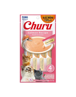 Inaba Churu Puree Cat Treats Salmon/Chicken .5oz.-4 Pk (Case of 6)