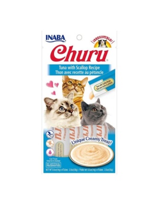 Inaba Churu Puree Cat Treats Tuna/Scallop .5oz.-4 Pk (Case of 6)
