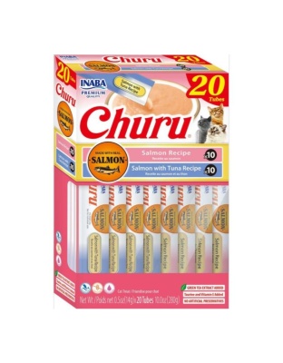 Inaba Churu Puree Cat Treats Variety Box Salmon/Tuna .5oz.-20 Pk