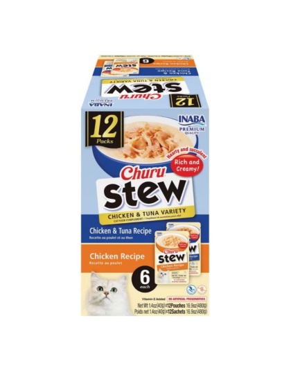 Inaba Churu Stew Variety Pack Chicken/Tuna 16.8oz.-12 Pk