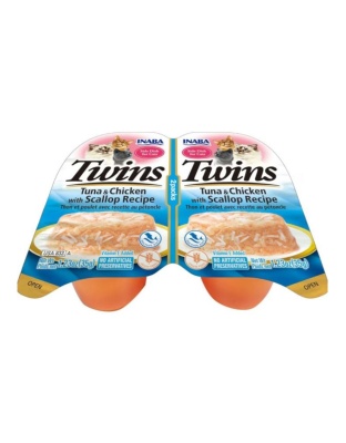 Inaba Twins Side Dish For Cats Tuna/Chiken/Scallop 1.23oz.-2 Pk (Case of 6)