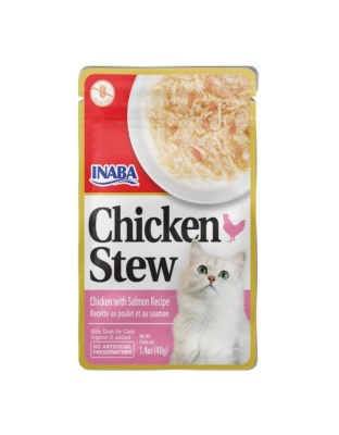 Inaba Chicken Stew Side Dish For Cats Chicken/Salmon 1.76oz. (Case of 8)