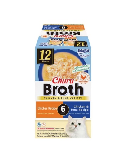 Inaba Churu Broth Variety Pack Chicken/Tuna 16.8oz.-12 Pk