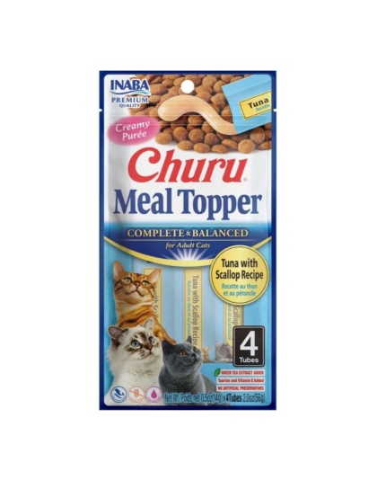 Inaba Churu Complete & Balanced Topper For Cats Tuna/Scallop 2oz.-4 Pk (Case of 6)
