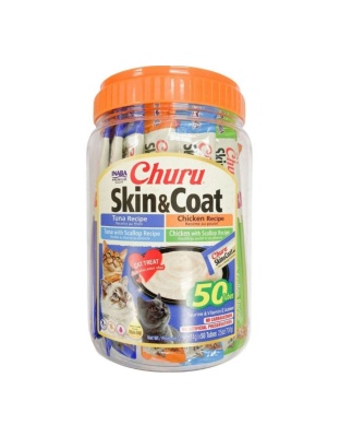 Inaba Churu Puree Cat Treats Variety Pack Skin/Coat .5oz.-50 Pk