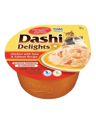 Inaba Dashi Delights Flakes In Broth Chicken/Tuna/Salmon 2.5oz. (Case of 6)