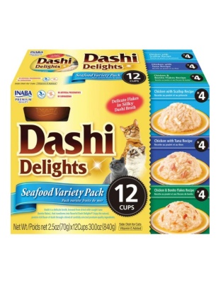 Inaba Dashi Delights Flakes In Broth Variety Pack Seafood 30oz.-12 Pk