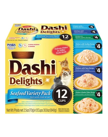 Inaba Dashi Delights Flakes In Broth Variety Pack Seafood 30oz.-12 Pk